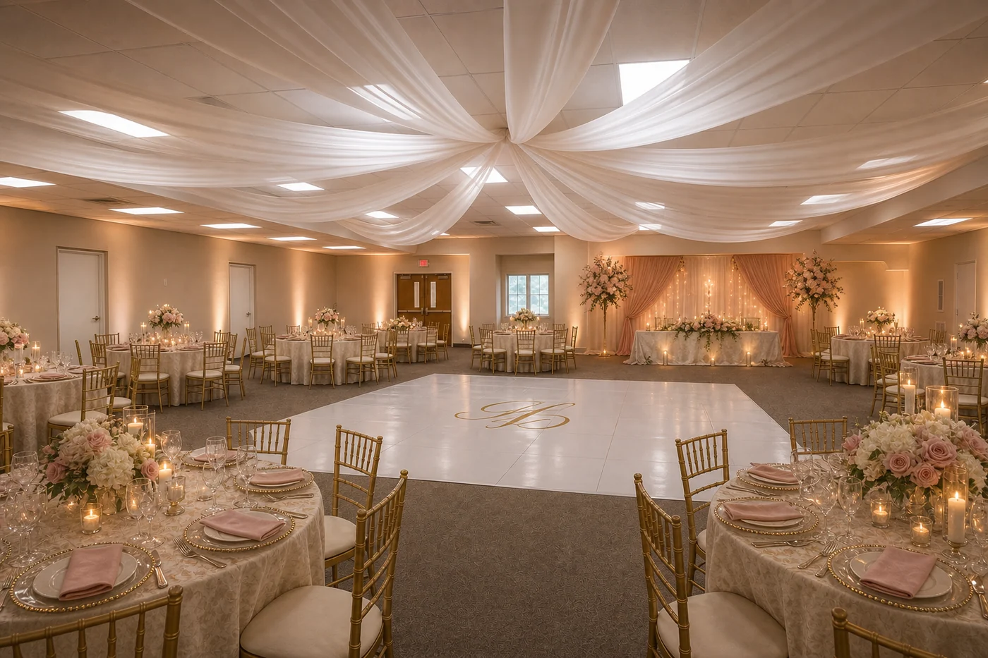 Salón decorado para una quinceañera