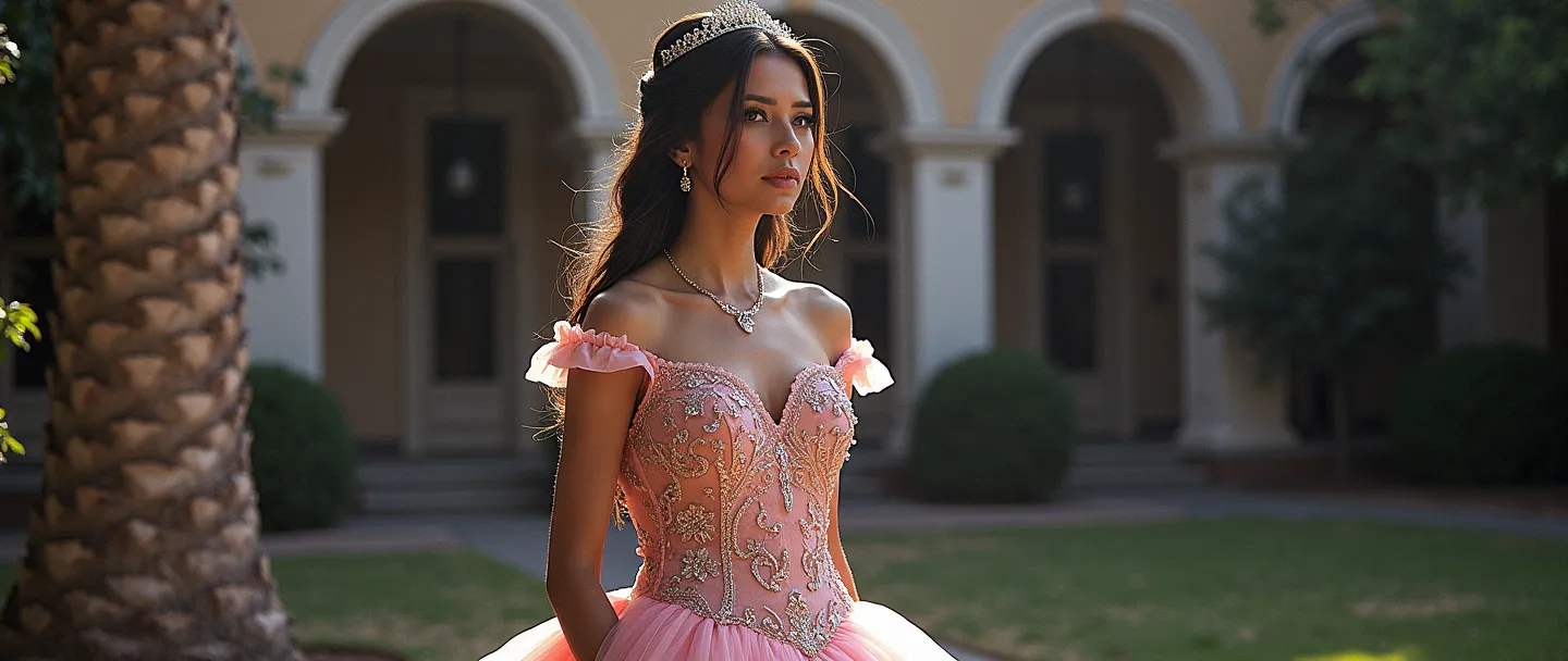 Fondo de quinceañera con vestido elegante