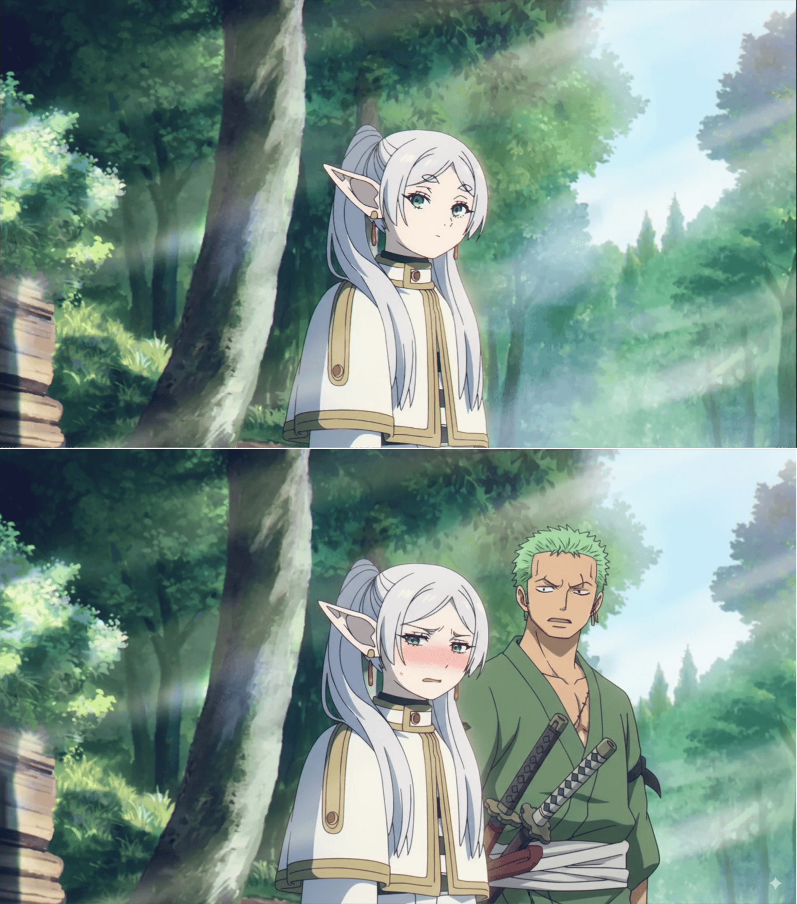 Frieren edited with Zoro in same style